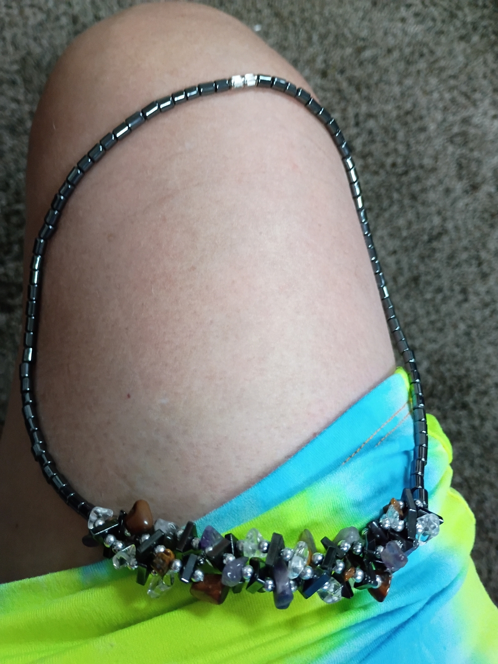 Hematite/Amethyst/Tiger's Eye Necklace